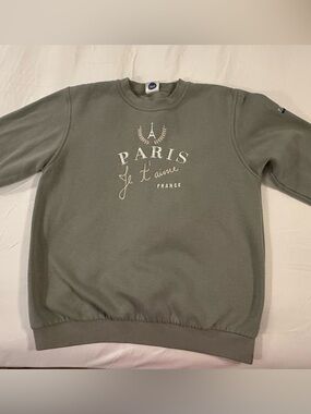 Paris Je t'aime Olive Green Crewneck Sweatshirt